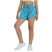 Jamicy Sport Shorts for Kids Beach Wear Girls Athletic Shorts with Zipper Pocket Liner Quick Dry Running Shorts for Kids Teen Girls Active Sports Shorts